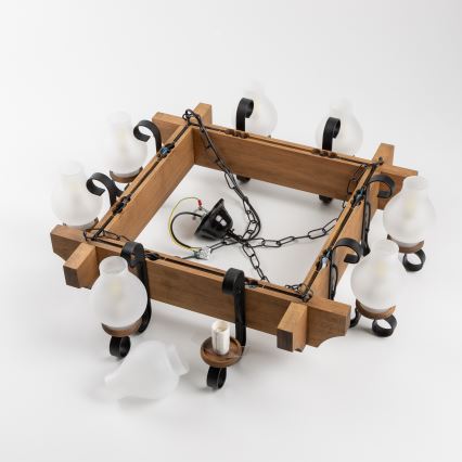 Brilagi - Lustr na řetězu QUEEN 8xE14/40W/230V buk