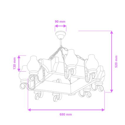 Brilagi - Lustr na řetězu QUEEN 8xE14/40W/230V buk