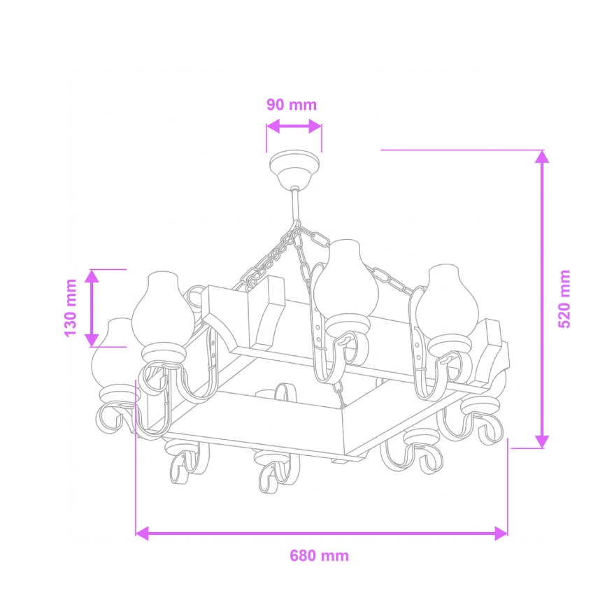 Brilagi - Lustr na řetězu QUEEN 8xE14/40W/230V buk