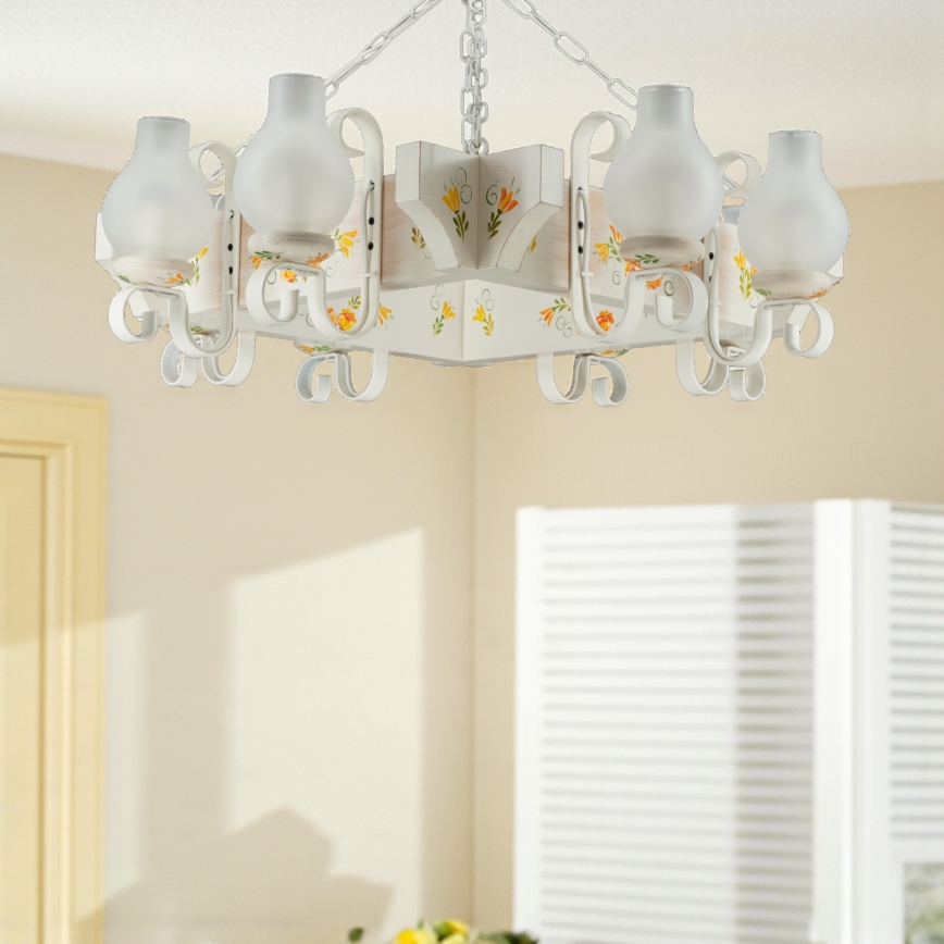 Brilagi - Lustr na řetězu QUEEN 8xE14/40W/230V buk/krémová