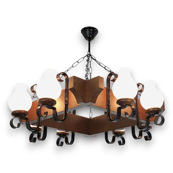 Brilagi - Lustr na řetězu QUEEN 8xE14/40W/230V buk/ořech