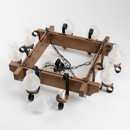 Brilagi - Lustr na řetězu QUEEN 8xE14/40W/230V buk/ořech