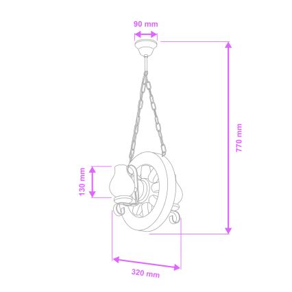 Brilagi - Lustr na řetězu ROATA 2xE14/40W/230V buk/ořech