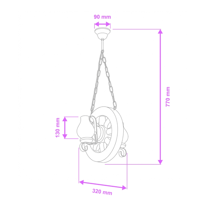Brilagi - Lustr na řetězu ROATA 2xE14/40W/230V buk/ořech