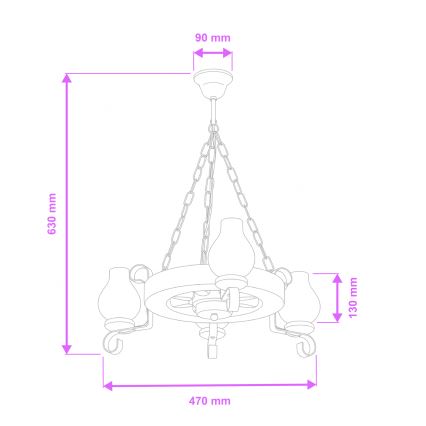 Brilagi - Lustr na řetězu ROATA 3xE14/40W/230V buk/ořech