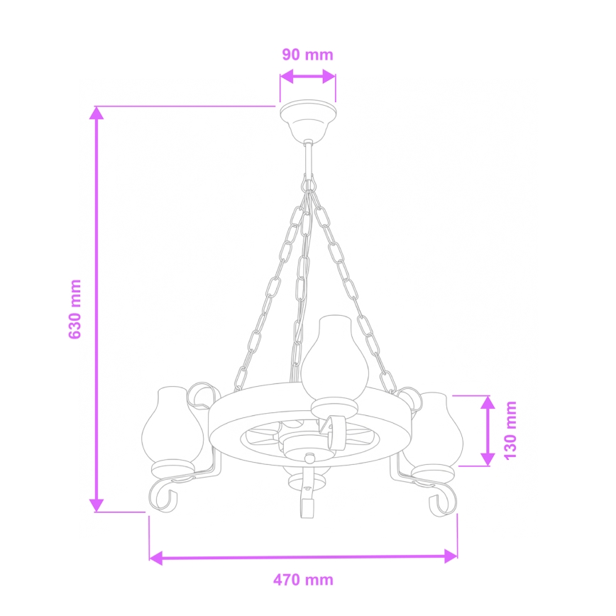 Brilagi - Lustr na řetězu ROATA 3xE14/40W/230V buk/ořech