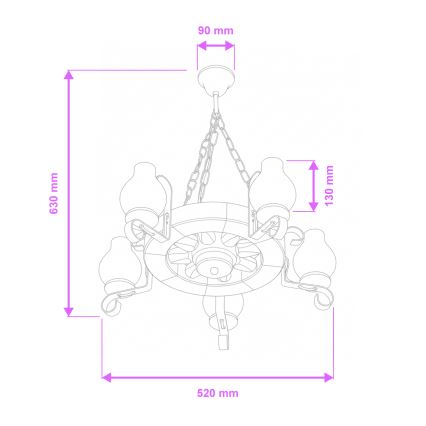 Brilagi - Lustr na řetězu ROATA 5xE14/40W/230V pr. 50 cm buk