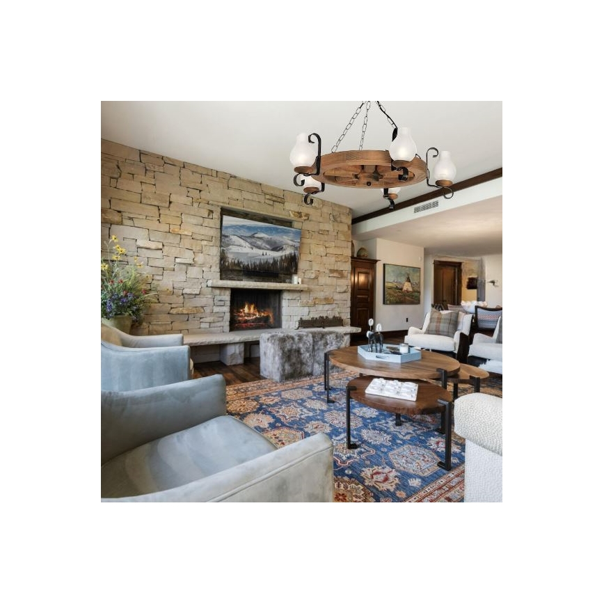 Brilagi - Lustr na řetězu ROATA 5xE14/40W/230V pr. 70 cm buk