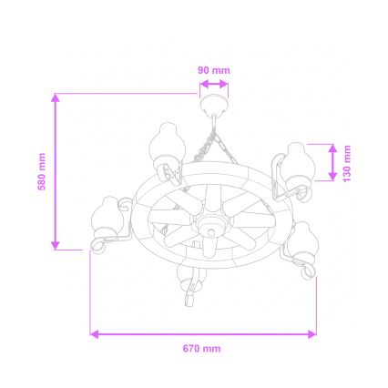 Brilagi - Lustr na řetězu ROATA 5xE14/40W/230V pr. 70 cm buk