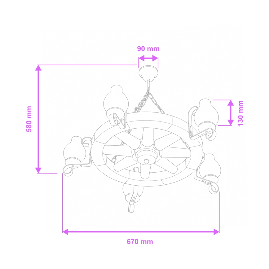 Brilagi - Lustr na řetězu ROATA 5xE14/40W/230V pr. 70 cm buk