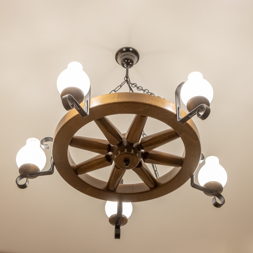 Brilagi - Lustr na řetězu ROATA 5xE14/40W/230V pr. 70 cm buk/ořech