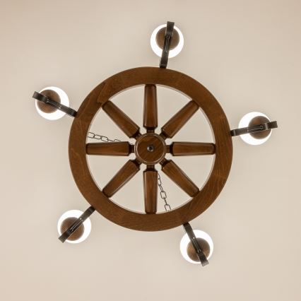 Brilagi - Lustr na řetězu ROATA 5xE14/40W/230V pr. 70 cm buk/ořech