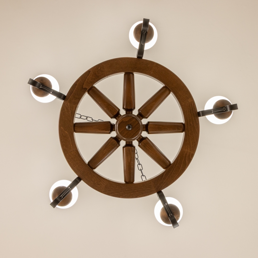 Brilagi - Lustr na řetězu ROATA 5xE14/40W/230V pr. 70 cm buk/ořech