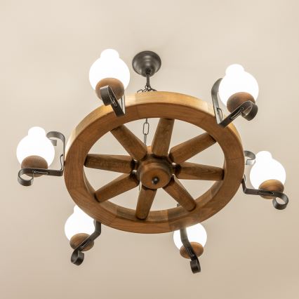 Brilagi - Lustr na řetězu ROATA 6xE14/40W/230V pr. 70 cm buk