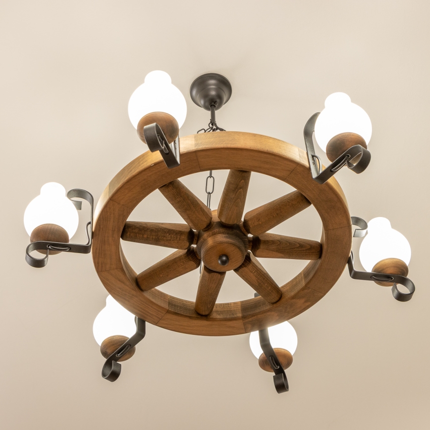 Brilagi - Lustr na řetězu ROATA 6xE14/40W/230V pr. 70 cm buk