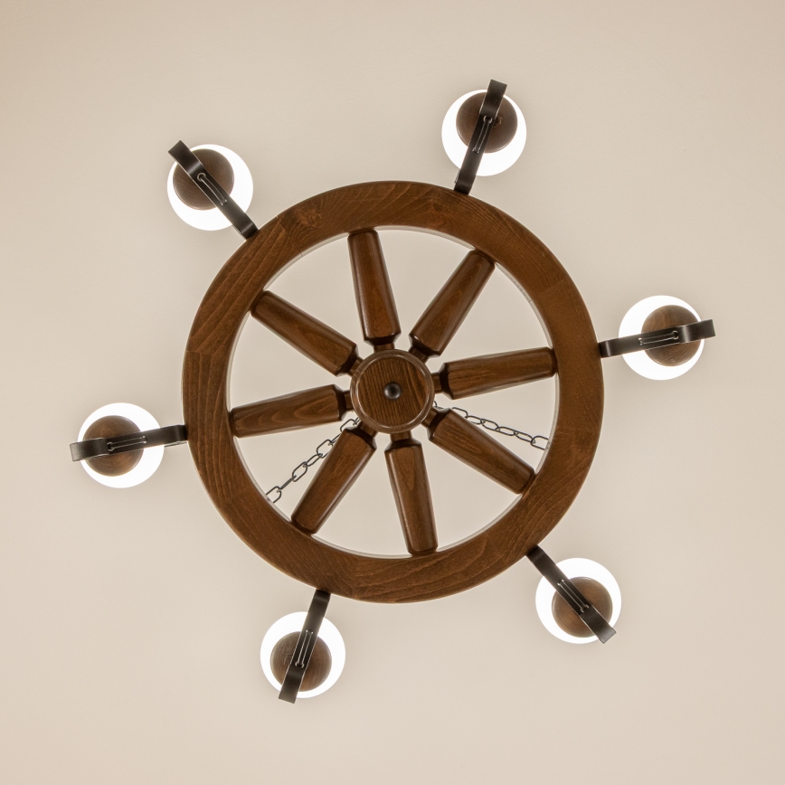 Brilagi - Lustr na řetězu ROATA 6xE14/40W/230V pr. 70 cm buk/ořech