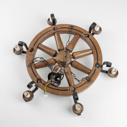 Brilagi - Lustr na řetězu ROATA 6xE14/40W/230V pr. 70 cm buk/ořech