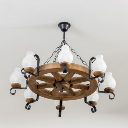 Brilagi - Lustr na řetězu ROATA 8xE14/40W/230V pr. 70 cm buk