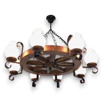 Brilagi - Lustr na řetězu ROATA 8xE14/40W/230V pr. 70 cm buk/ořech