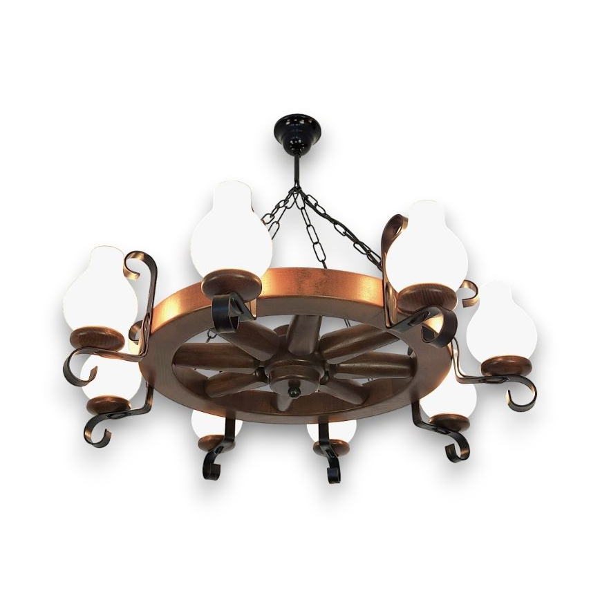 Brilagi - Lustr na řetězu ROATA 8xE14/40W/230V pr. 70 cm buk/ořech