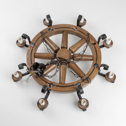 Brilagi - Lustr na řetězu ROATA 8xE14/40W/230V pr. 70 cm buk/ořech