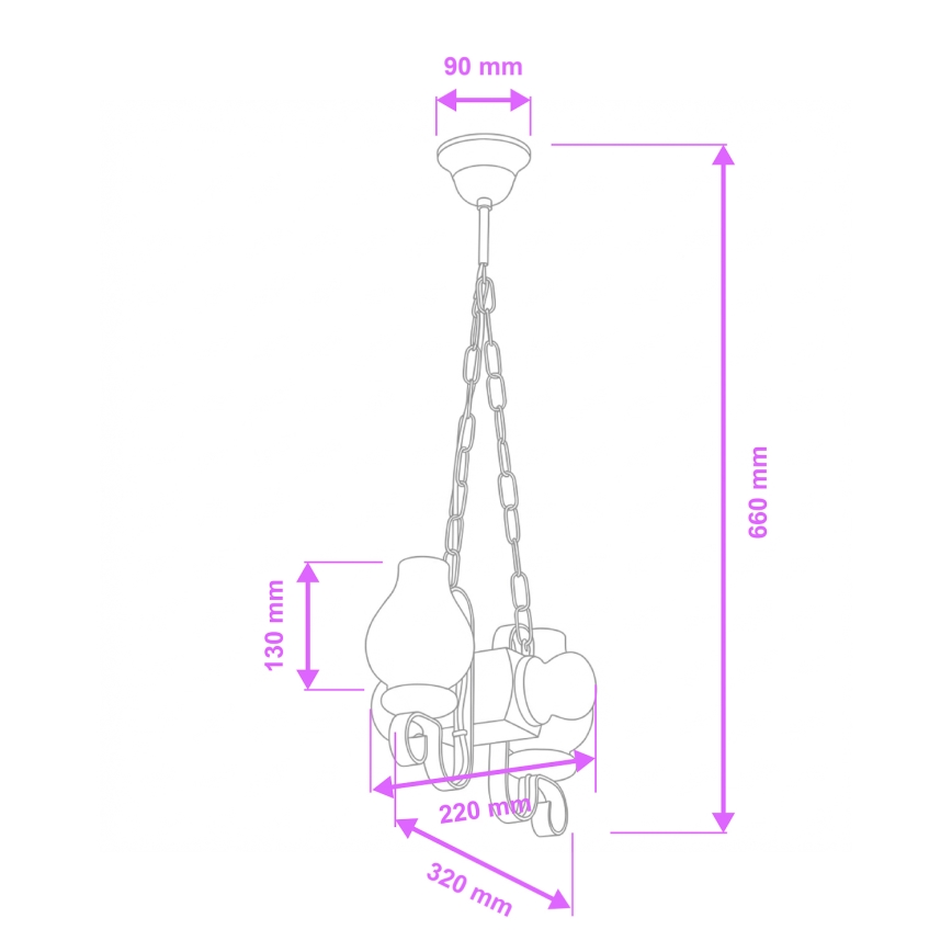 Brilagi - Lustr na řetězu RUSTIC 2xE14/40W/230V buk