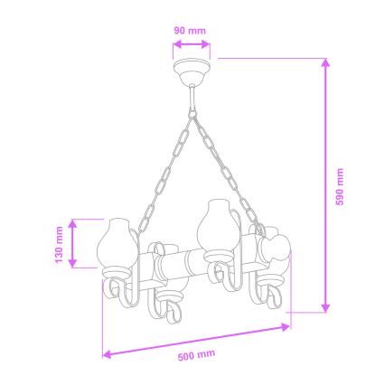 Brilagi - Lustr na řetězu RUSTIC 4xE14/40W/230V buk
