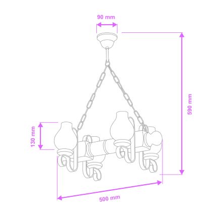 Brilagi - Lustr na řetězu RUSTIC 4xE14/40W/230V buk/ořech