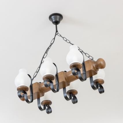 Brilagi - Lustr na řetězu RUSTIC 6xE14/40W/230V buk/ořech