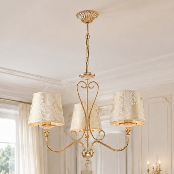 Brilagi - Lustr na řetězu SONIA 3xE27/15W/230V pr. 64 cm krémová/patina