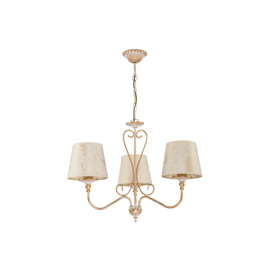 Brilagi - Lustr na řetězu SONIA 3xE27/15W/230V pr. 64 cm krémová/patina