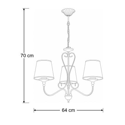 Brilagi - Lustr na řetězu SONIA 3xE27/15W/230V pr. 64 cm krémová/patina