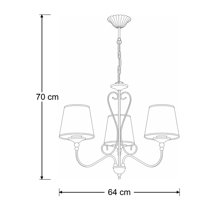 Brilagi - Lustr na řetězu SONIA 3xE27/15W/230V pr. 64 cm krémová/patina