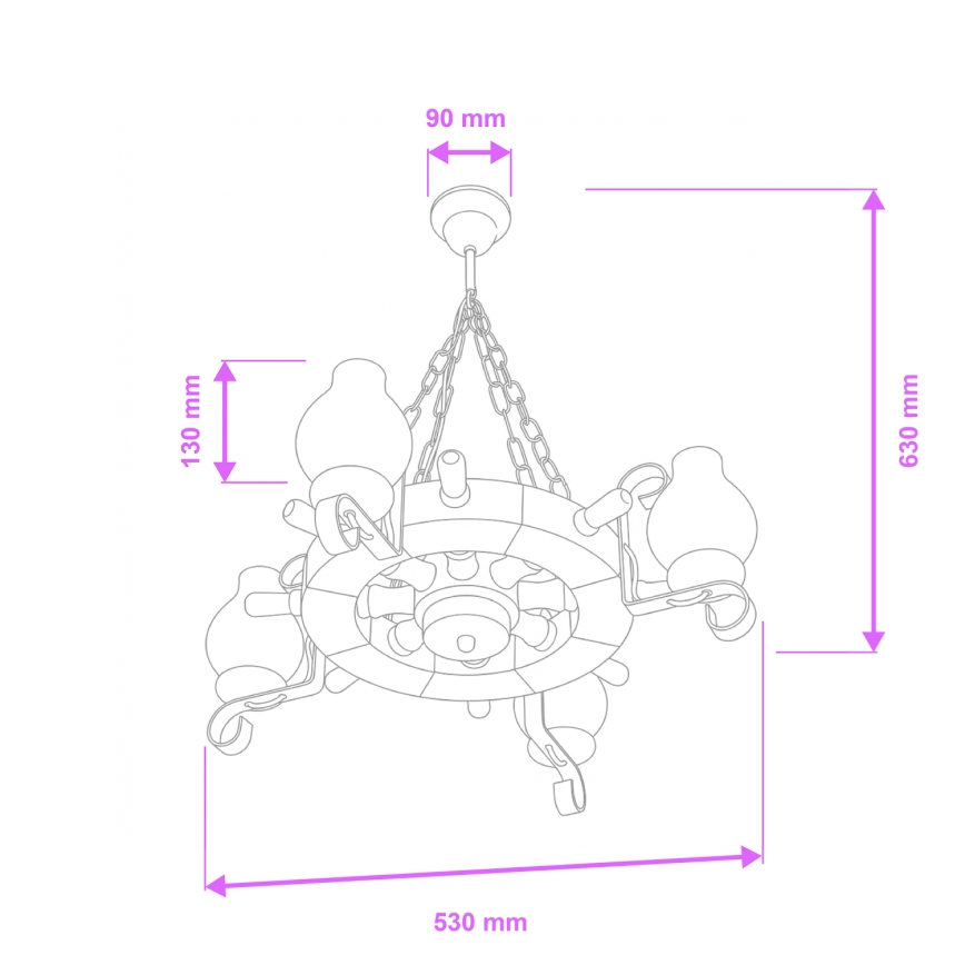 Brilagi - Lustr na řetězu TIMONA 4xE14/40W/230V pr. 50 cm buk