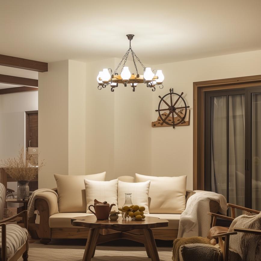 Brilagi - Lustr na řetězu TIMONA 8xE14/40W/230V pr. 70 cm buk