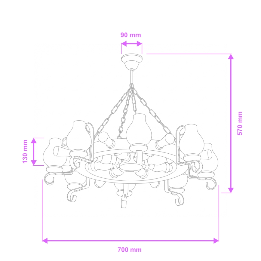 Brilagi - Lustr na řetězu TIMONA 8xE14/40W/230V pr. 70 cm buk