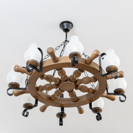 Brilagi - Lustr na řetězu TIMONA 8xE14/40W/230V pr. 70 cm buk/ořech
