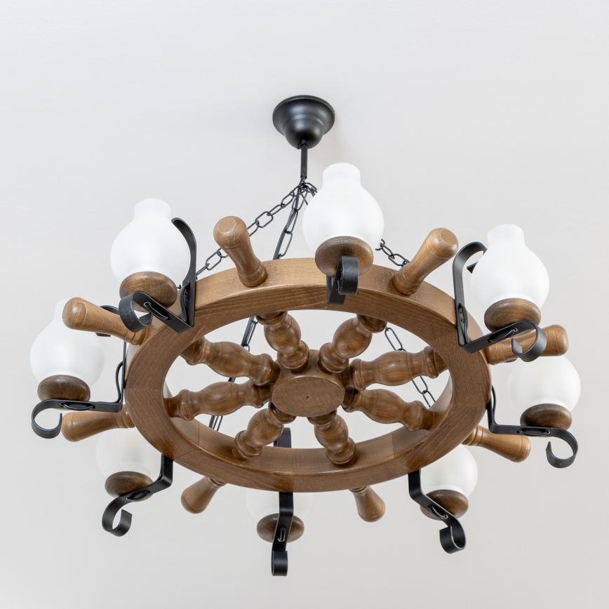 Brilagi - Lustr na řetězu TIMONA 8xE14/40W/230V pr. 70 cm buk/ořech