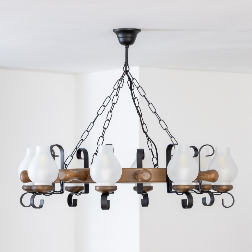 Brilagi - Lustr na řetězu TIMONA 8xE14/40W/230V pr. 70 cm buk/ořech