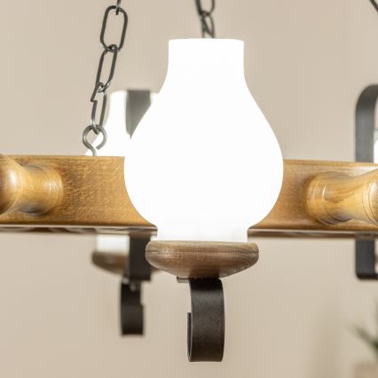 Brilagi - Lustr na řetězu TIMONA 8xE14/40W/230V pr. 70 cm buk/ořech