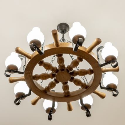 Brilagi - Lustr na řetězu TIMONA 8xE14/40W/230V pr. 70 cm buk/ořech
