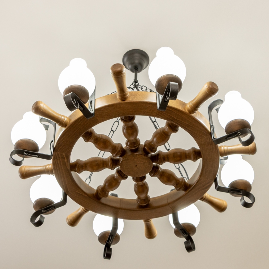 Brilagi - Lustr na řetězu TIMONA 8xE14/40W/230V pr. 70 cm buk/ořech