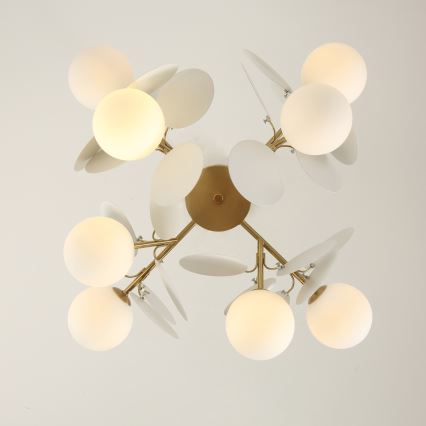 Brilagi - Lustr na tyči BALMO 8xG9/9W/230V pr. 60 cm zlatá/bílá