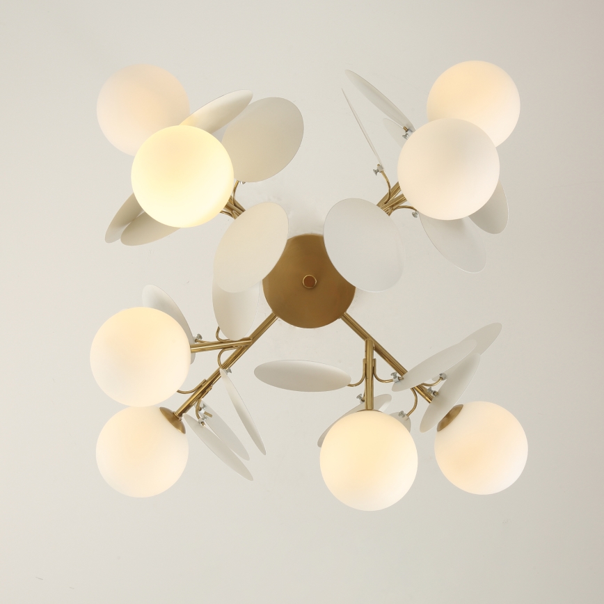 Brilagi - Lustr na tyči BALMO 8xG9/9W/230V pr. 60 cm zlatá/bílá