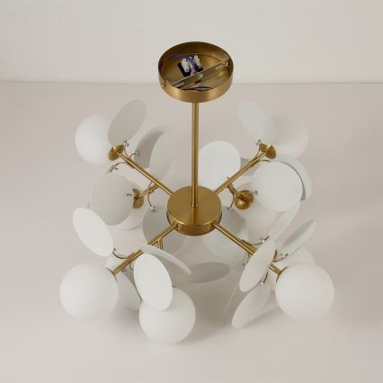 Brilagi - Lustr na tyči BALMO 8xG9/9W/230V pr. 60 cm zlatá/bílá