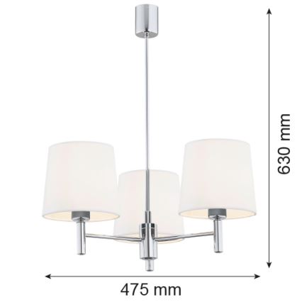 Brilagi - Lustr na tyči MONTE 3xE27/15W/230V krémová/lesklý chrom