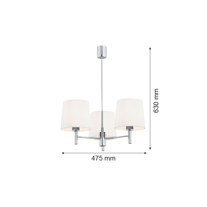 Brilagi - Lustr na tyči MONTE 3xE27/15W/230V krémová/lesklý chrom