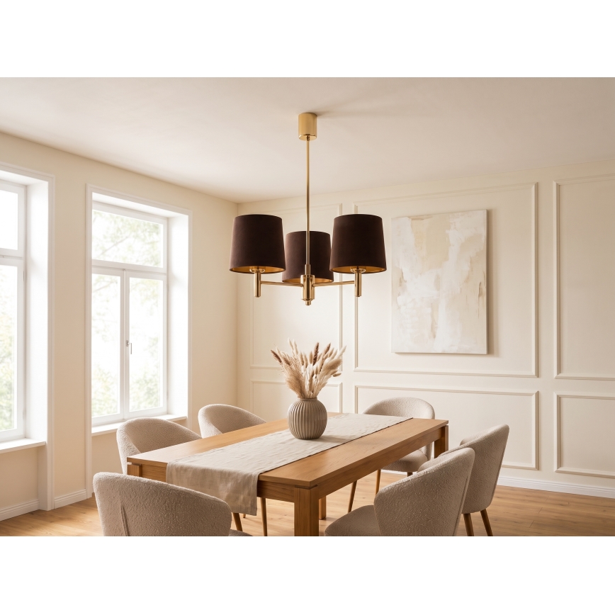 Brilagi - Lustr na tyči MONTE 3xE27/60W/230V hnědá/zlatá