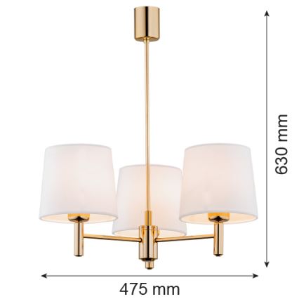 Brilagi - Lustr na tyči MONTE 3xE27/60W/230V krémová/zlatá