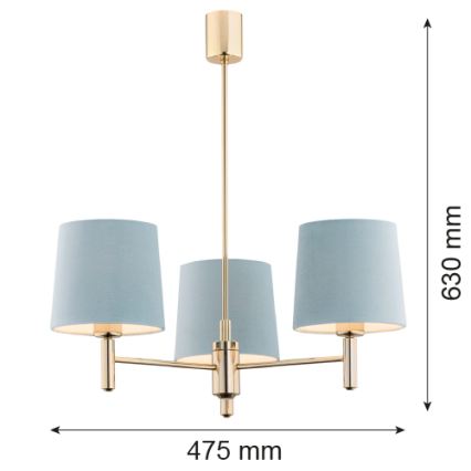 Brilagi - Lustr na tyči MONTE 3xE27/60W/230V modrá/zlatá